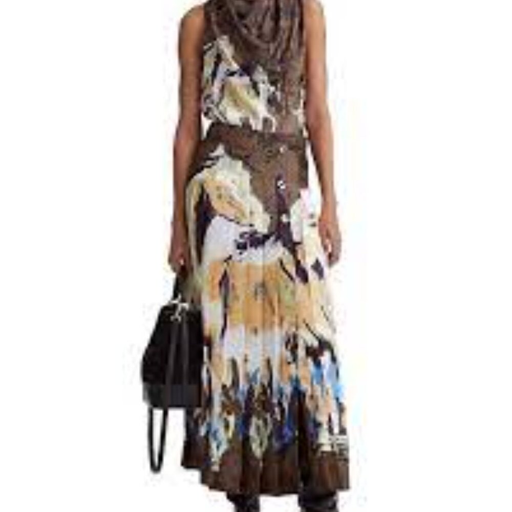 Altuzarra Women's Pleated Tullius Skirt Chamois Size FR42/US10